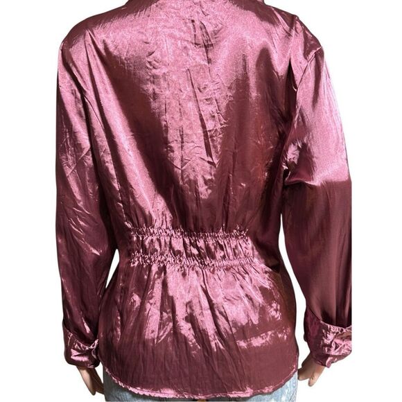 ReneeLamor Women long sleeve button up rose polyester shirt XL - Picture 4 of 7